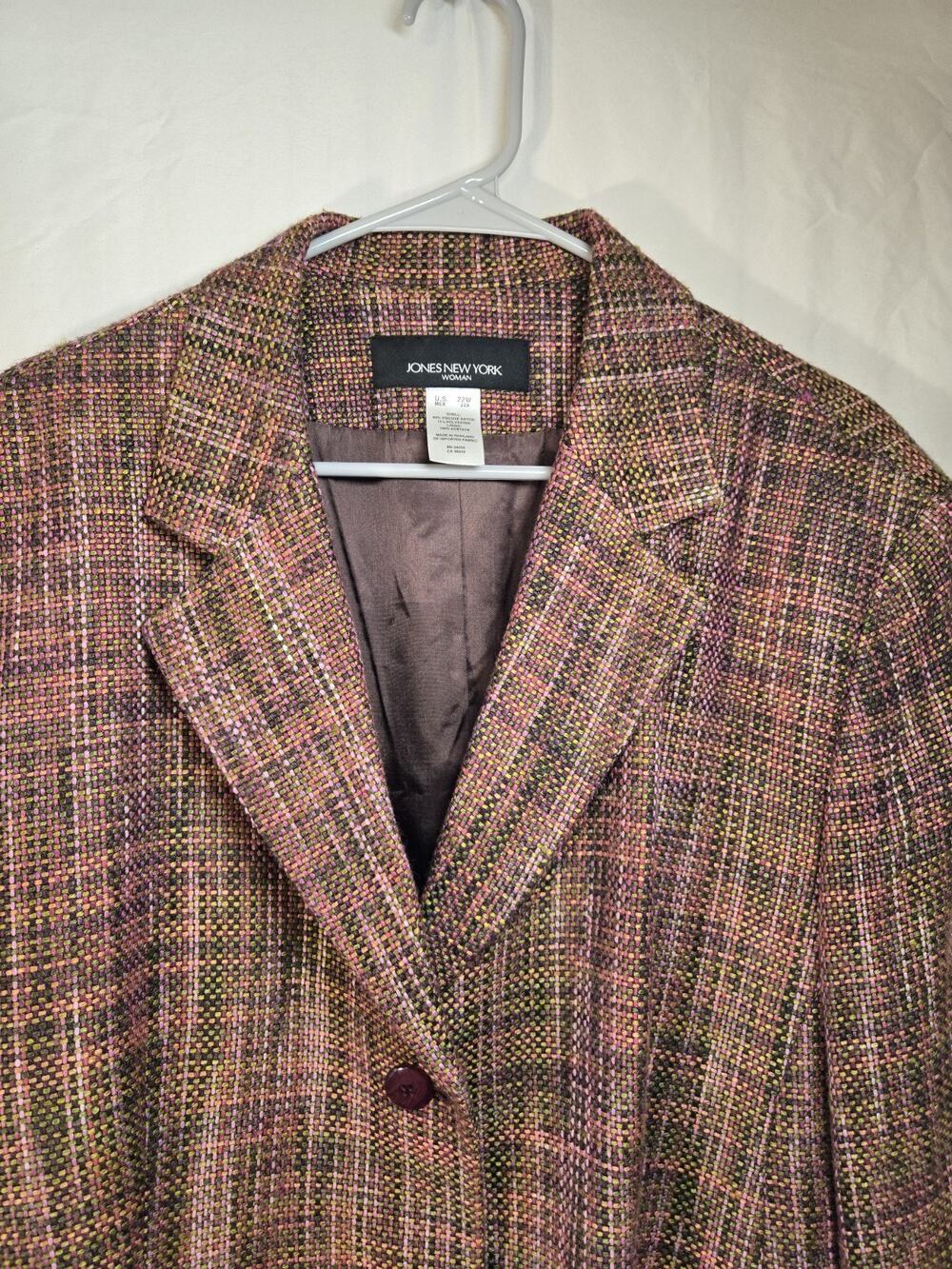 Jones New York Pink Gray Tweed Wool Blend Blazer Jacket US Womens Plus Size 22W